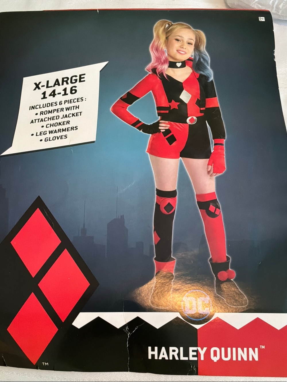 DC Harley Quinn Kids Costume - Red and Black size x-large 14-16